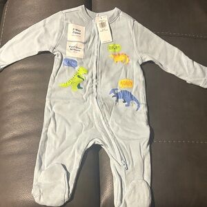 Old Navy Light Blue Dinosaur Print Kids Footie